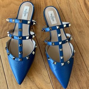 Valentino Rockstud Caged Mule - Blue EU 38.5